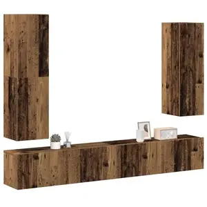 vidaXL Ensemble de meuble TV mural 4 pcs vieux bois bois d'ingénierie pas cher