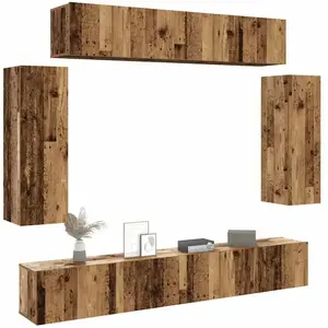vidaXL Ensemble de meuble TV mural 6 pcs vieux bois bois d'ingénierie pas cher