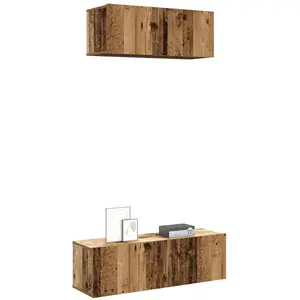 vidaXL Ensemble de meuble TV mural 2 pcs vieux bois bois d'ingénierie pas cher