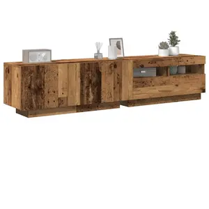 vidaXL Meuble TV avec lumières LED vieux bois bois d'ingénierie pas cher