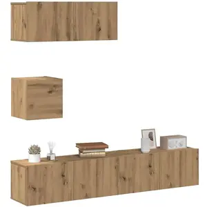 vidaXL Ensemble de meuble TV mural 4 pcs chêne artisanal pas cher
