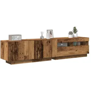 vidaXL Meuble TV avec lumières LED chêne artisanal bois d'ingénierie pas cher