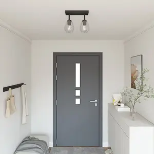 Comparateur de prix : vidaXL Spot de plafond Noir 33 x 13 x 26 cm Verre et métal