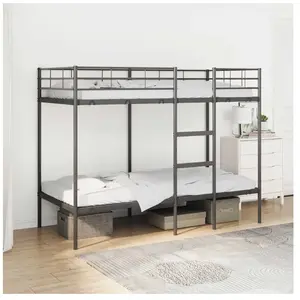 vidaXL Lit superposé sans matelas noir 90x190 cm acier pas cher