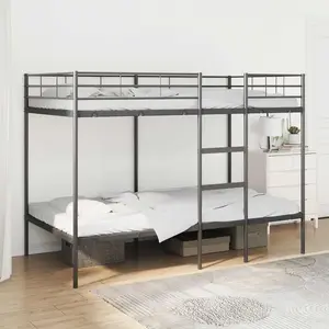 vidaXL Lit superposé sans matelas noir 100x200 cm acier pas cher