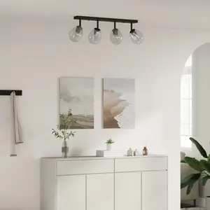 vidaXL Spot de plafond Noir 73,5 x 13 x 26 cm Verre et métal pas cher