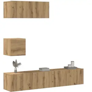 vidaXL Ensemble de meuble TV mural 4 pcs chêne artisanal pas cher