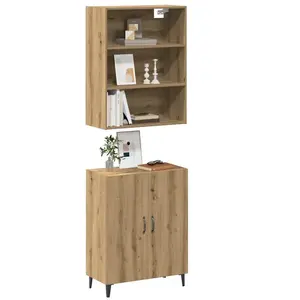 vidaXL Buffet avec armoire murale chêne artisanal bois d'ingénierie pas cher