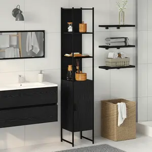 vidaXL Meuble De Salle De Bain Vidaxl Chêne Noir 33x33x185,5 Cm Bois Reconstitué pas cher