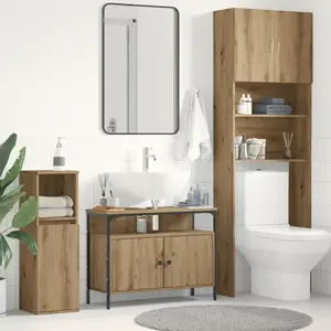 vidaXL Meuble de Lavabo de Salle de Bain avec stockage chêne artisanal pas cher