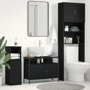 vidaXL Meuble de Lavabo de Salle de Bain Chêne noir 80 x 30 x 60 cm pas cher