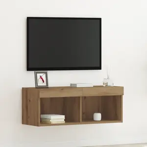 vidaXL Meuble Tv Vidaxl Avec Led Artisan Chêne 80x30x30 Cm pas cher