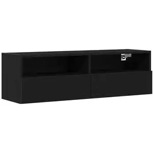 vidaXL Meuble Tv Vidaxl Noir Chêne 100x30x30 Cm Bois D'ingénierie pas cher