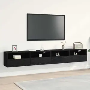Comparateur de prix : vidaXL Meuble TV mural Montage mural 2 pcs Chêne noir 100 x 30 x 30 cm