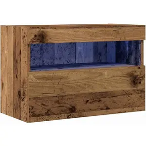 Comparateur de prix : vidaXL Meuble Tv Vidaxl Avec Éclairage Led Bois Ancien 60x30x40 Cm
