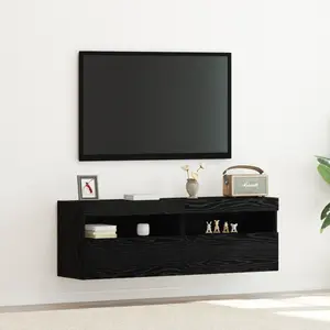 vidaXL Meuble TV mural Chêne noir 60 x 30 x 40 cm Bois d'ingénierie pas cher