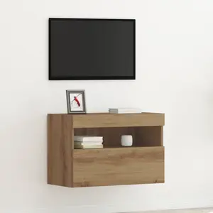 Comparateur de prix : vidaXL Meuble Tv Vidaxl Avec Lumières Led Chêne Artisan 60x30x40 Cm