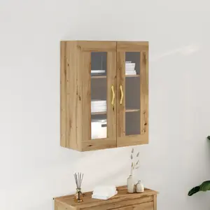 Placard mural vidaXL avec portes en verre Chêne artisan 69,5x34x90 cm pas cher