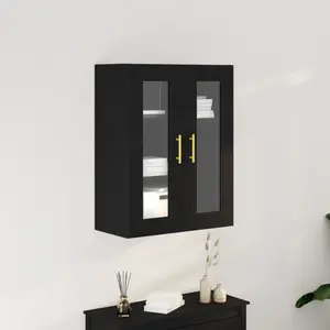 Buffet mural vidaXL Chêne noir Bois d'ingénierie Moyen Portes Buffet pas cher