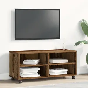 vidaXL Meuble Tv Vidaxl En Vieux Bois 90x35x35 Cm En Bois D'ingénierie pas cher