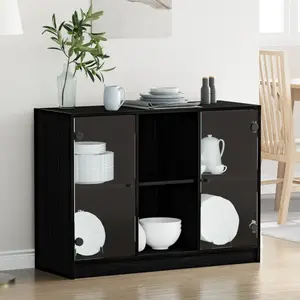 vidaXL Buffet Vidaxl Chêne Noir 102x37x75,5 Cm Bois Aggloméré pas cher