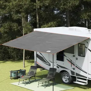 vidaXL Auvent de Caravane en Gris et Orange, 460 x 240 cm, Imperméable pas cher