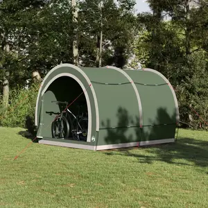 vidaXL Tente de rangement pour vélos avec toit Vert 256 x 222 x 182 cm pas cher
