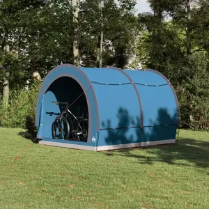 vidaXL Tente de rangement pour vélos avec toit Bleu 256 x 222 x 182 cm pas cher