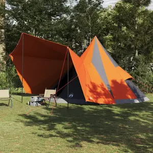 vidaXL Tente Tipi familiale Tipi Gris et orange 510 x 690 x 330 cm pas cher