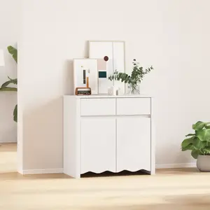 Buffet en bois blanc - vidaXL - 2 tiroirs - 2 portes - Finition mate pas cher