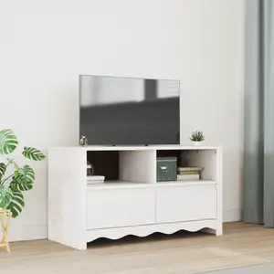 vidaXL Meuble TV Drammen Blanc 99 x 43 x 55 cm Bois de pin massif pas cher