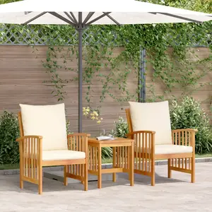 vidaXL Ensemble de canapé de jardin avec coussin 3 pcs Huile Naturelle pas cher
