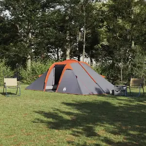 vidaXL Tente Tunnel Gris et orange 510 x 240 x 156 cm taffetas pas cher