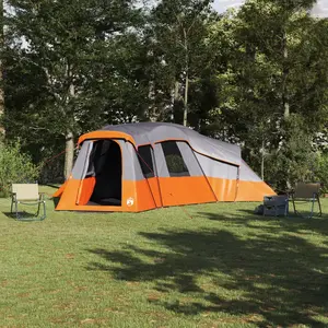 vidaXL Tente Gris et orange Large Polyester pas cher