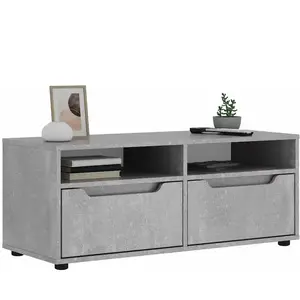 Comparateur de prix : vidaXL Meuble TV VISNES gris béton 100x40x38 cm bois d'ingénierie