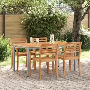 Comparateur de prix : vidaXL Table De Jardin Vidaxl 150x90x75 Cm En Bois D'acacia Massif Et Métal