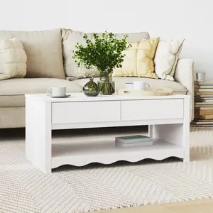 vidaXL Table basse Drammen Blanc 99 x 55 x 45 cm Bois de pin massif pas cher
