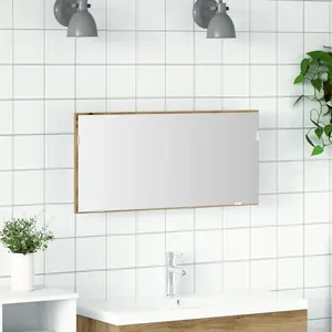 vidaXL Miroir chêne artisanal 80 x 37 cm Verre et Bois Ingénierie pas cher