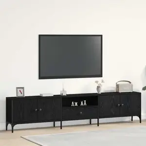 Comparateur de prix : vidaXL Meuble TV Chêne noir 200 x 25 x 44 cm Bois d'ingénierie