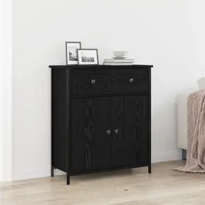 vidaXL Buffet Vidaxl Noir Chêne 70x30x80 Cm Bois Reconstitué Et Acier pas cher