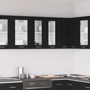 Comparateur de prix : vidaXL Armoire En Verre Suspendue Vidaxl En Chêne Noir - 60x31x60 Cm, Fabriquée En Bois D'ingénierie