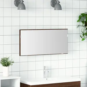 vidaXL Meuble Miroir de Salle de Bain avec Lumière LED Chêne Brun 80x37 cm pas cher