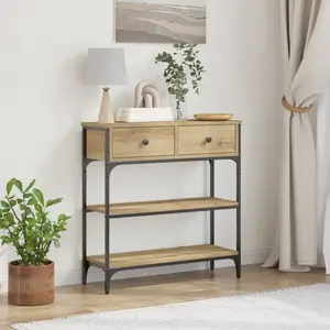 Comparateur de prix : vidaXL Table Console Vidaxl En Chêne Artisan 72,5x25x75 Cm Bois D'ingénierie Et Acier