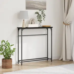 vidaXL Table Console Vidaxl Chêne Noir Cadre En Métal Et Surface En Mdf Compacte pas cher