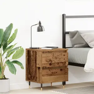 vidaXL Table De Chevet Vidaxl Vieux Bois 40x35x50 Cm En Bois Aggloméré pas cher