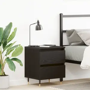 vidaXL Cabinet de chevet Chêne noir 40 x 35 x 50 cm Bois d'ingénierie pas cher