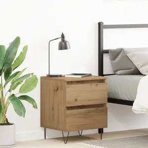 vidaXL Cabinet de chevet avec tiroir chêne artisanal 40 x 35 x 50 cm pas cher
