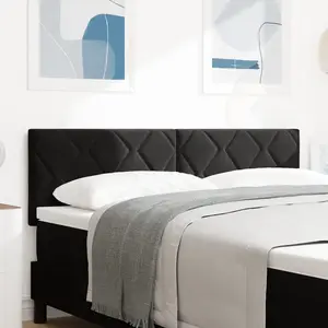 vidaXL Tête de Lit Design Blocs de Diamant Noire 144 cm Velours pas cher