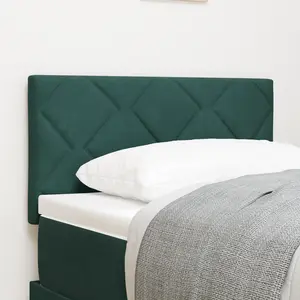 vidaXL Tête de lit LED Vert Foncé Ensemble de 2 Vert Foncé Tissu pas cher