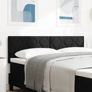 vidaXL Tête de Lit LED Design en Blocs de Diamant Noir 160 cm Tissu pas cher